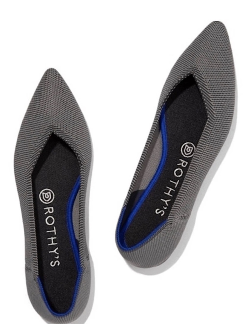 Rothy's Cloud Gray Birdseye Knit The Point Flats- Size 9.5